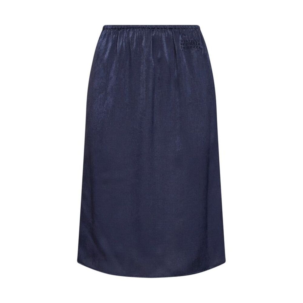 Mm6 Women Midnight Blue Velvet-Effect Satin Midi Skirt